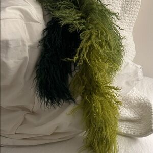 Light Green and dark green Mongolian fur boa or Scarf